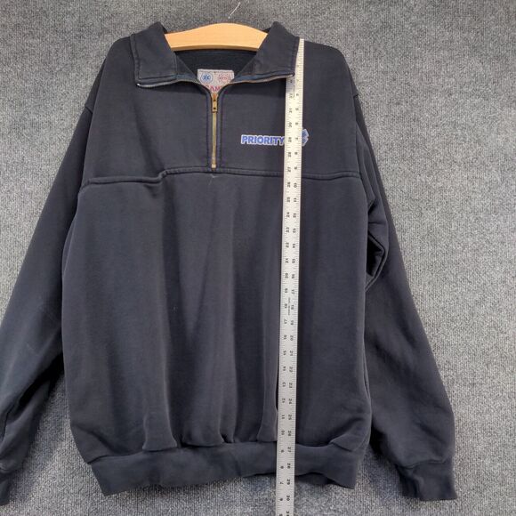 Game Workwear EMT Paramedic 1/4 Zip Sweatshirt Men's Large Blue Priority One VTG - Picture 14 of 16